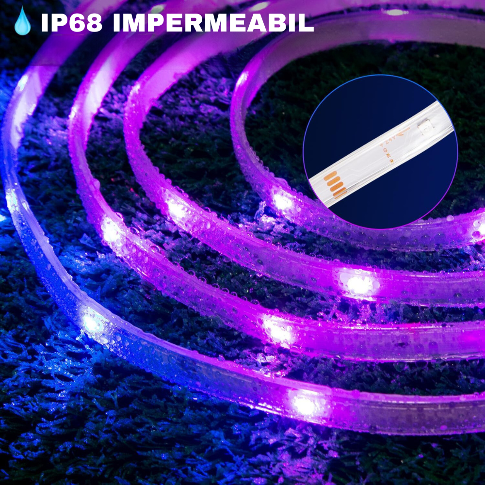 Banda Led RGB BIRAI®, 10 Metri, IP68 Impermeabil, Aplicatie SMART, Bluetooth, Oprire Automata, Modul Microfon, Intensitate Lumina Reglabila, WI-FI, Timer On/Off, Telecomanda, Control Voce, Modul Muzica, Rezistenta la Apa, Multicolor 8 Banda Led Luminare Impermeabil_ 8